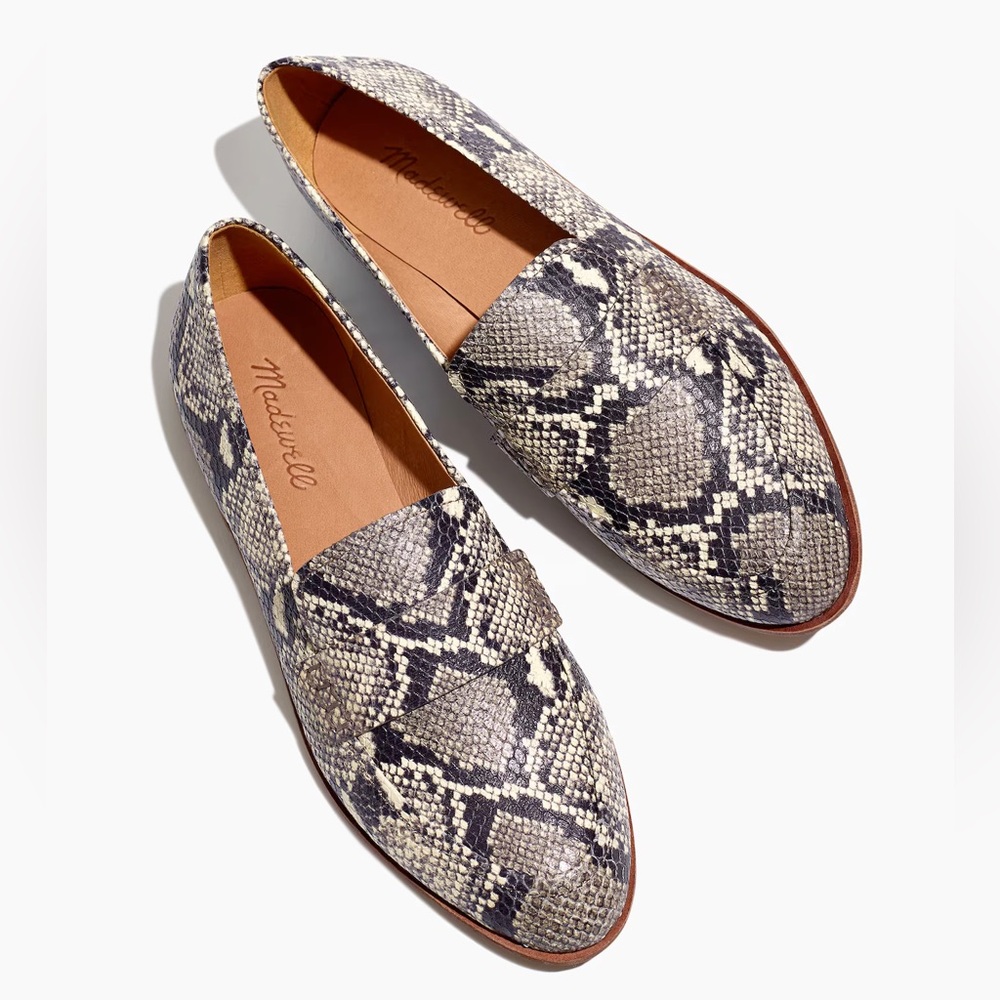 NEW Madewell The Alex Loafer in Snake Embossed Leather Stone Multi 9